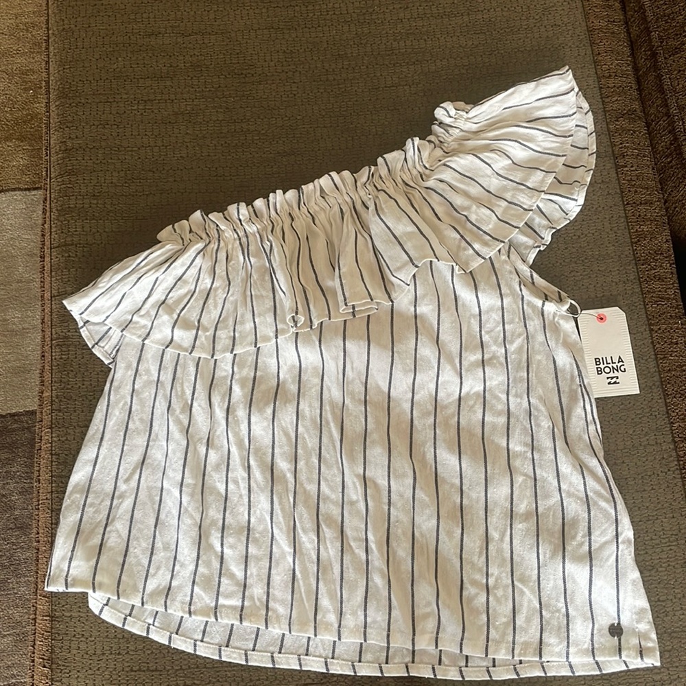 NWT Billabong Striped One Shoulder Wonderland Top